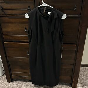 Calvin Klein Black Midi Dress with Bow Detail